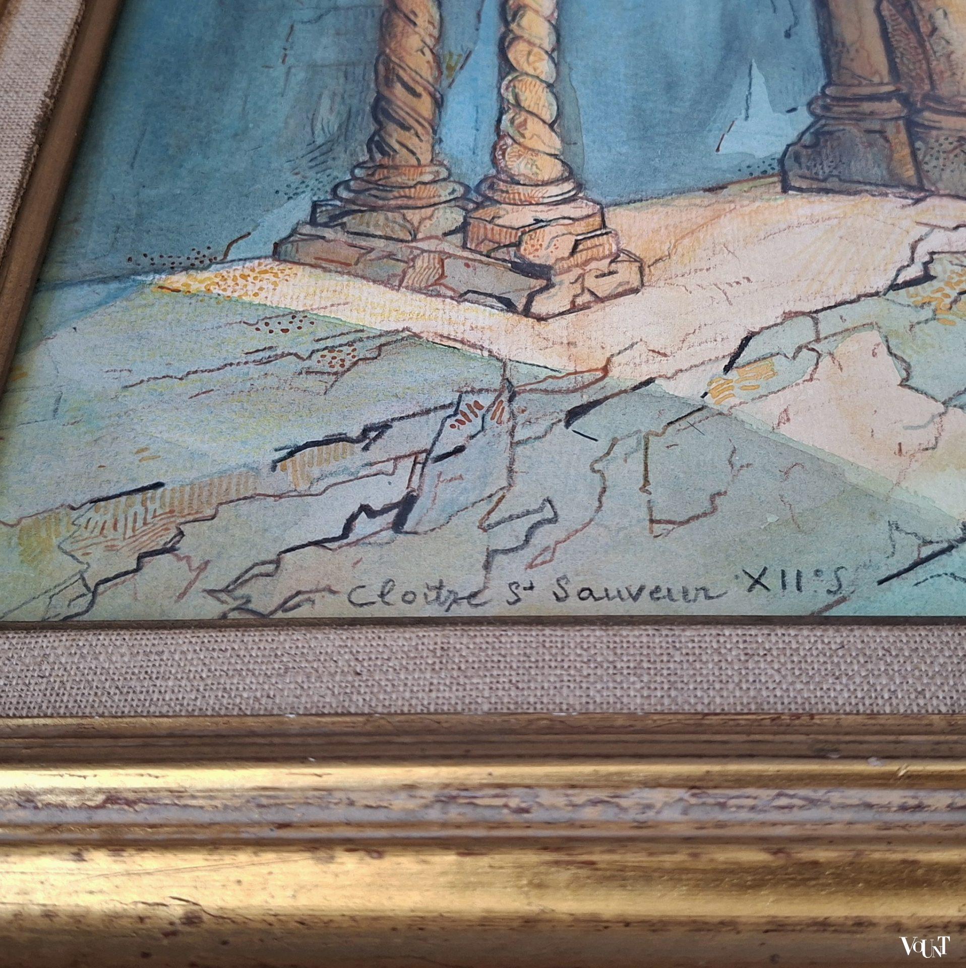 Aquarel Cloître de Saint-Sauveur (Aix-en-Provence), A. Pochet, jaren '50