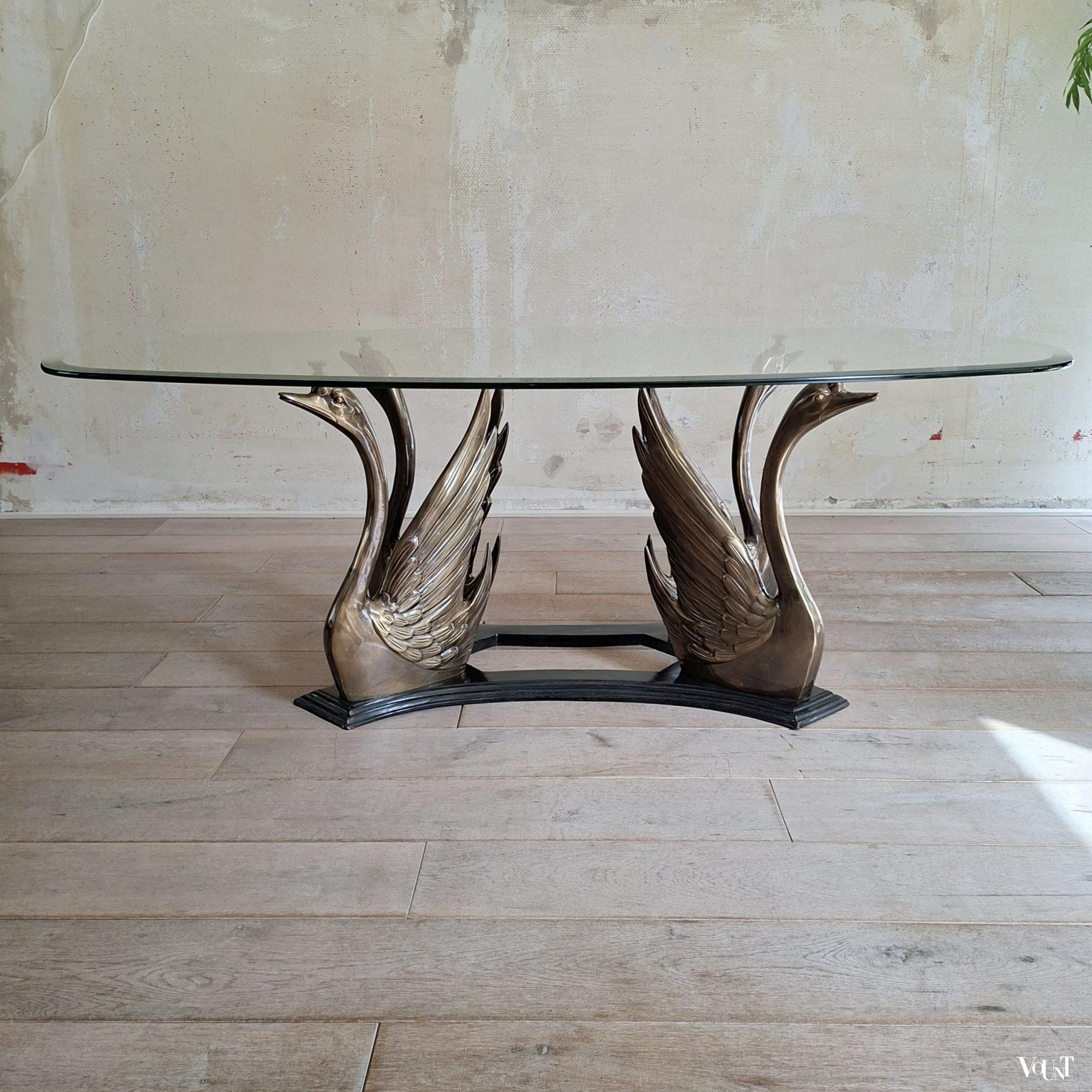 Salontafel met voet met zwanen, jaren '70