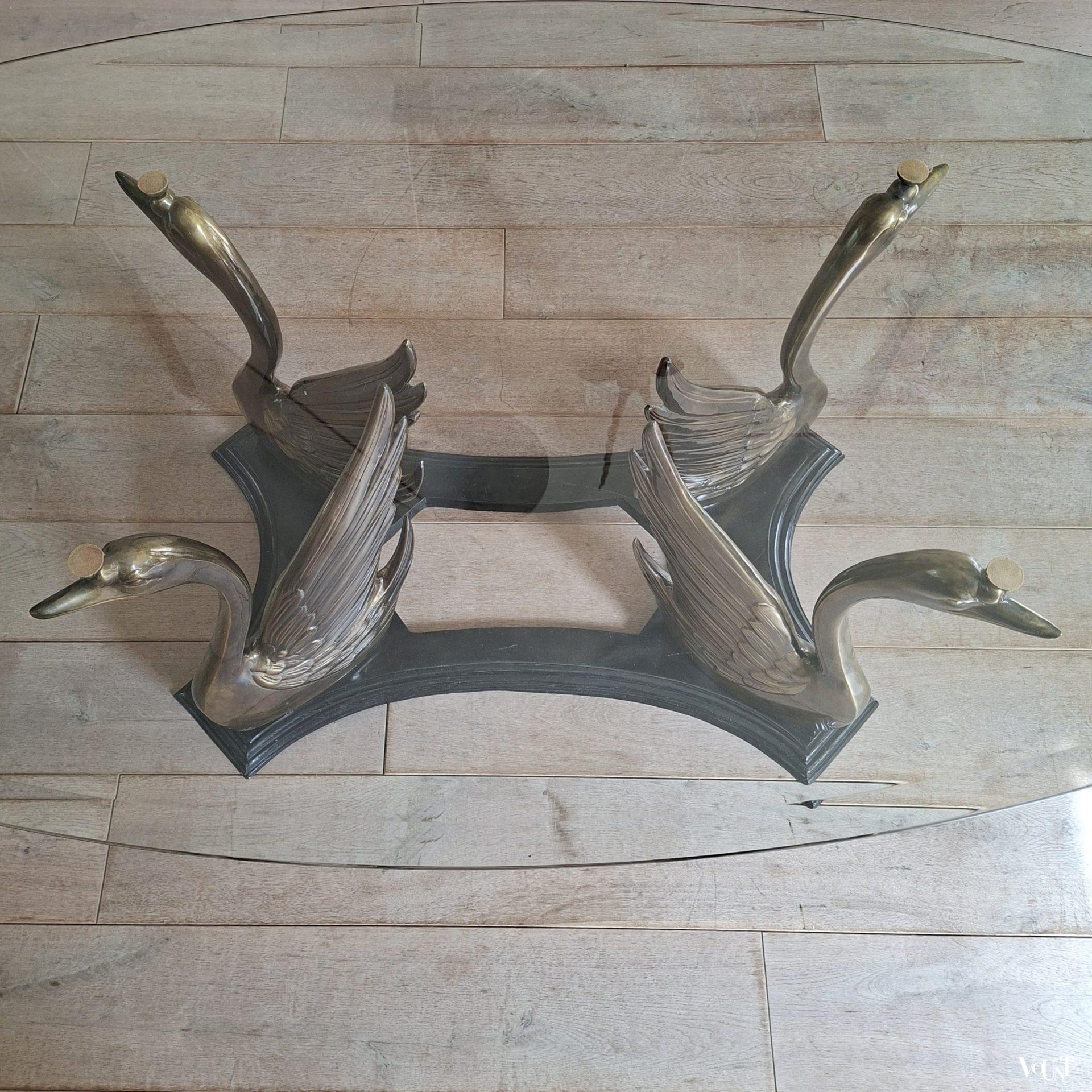 Salontafel met voet met zwanen, jaren '70