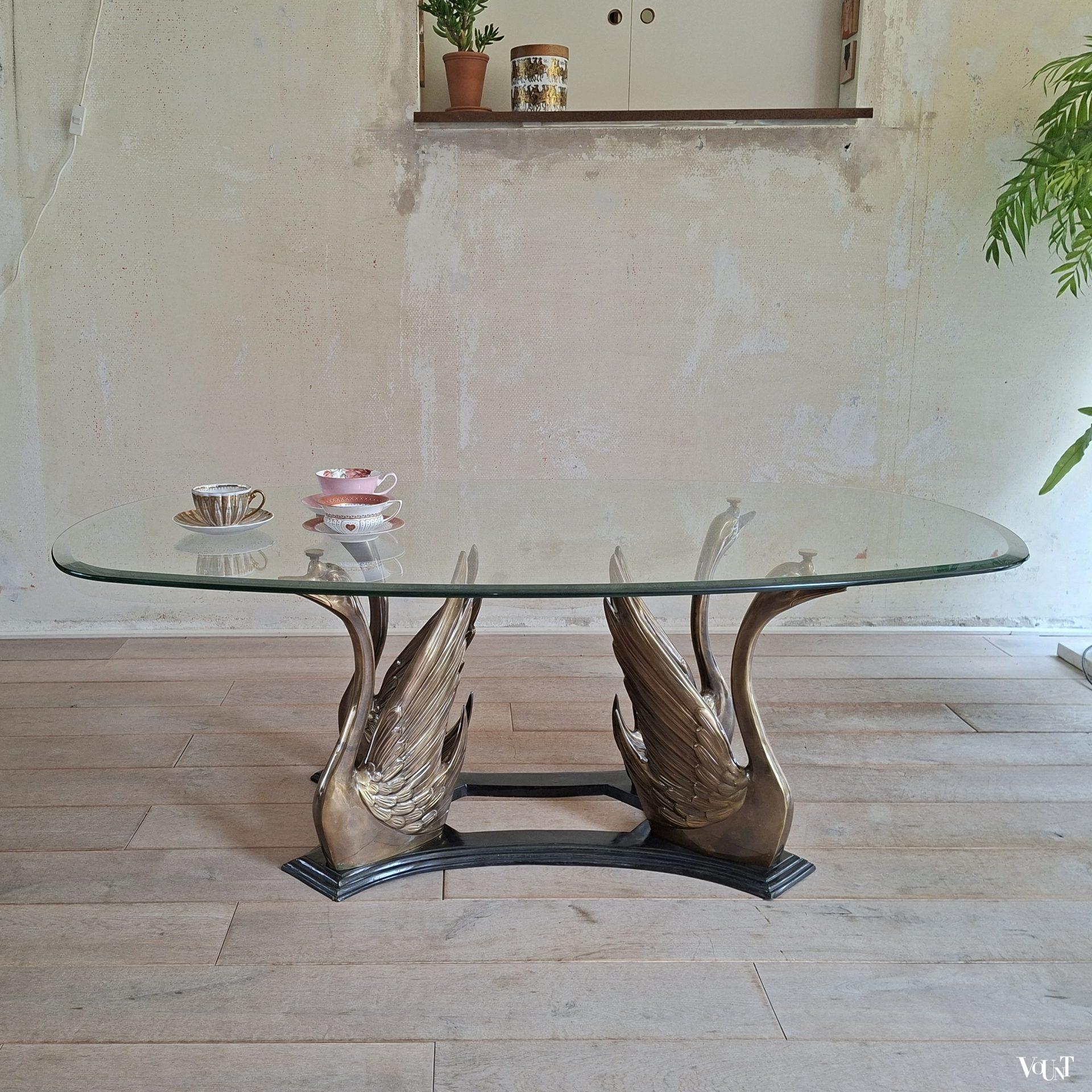 Salontafel met voet met zwanen, jaren '70