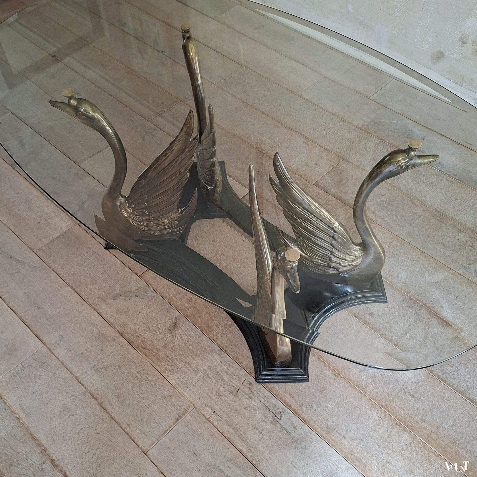 Salontafel met voet met zwanen, jaren '70