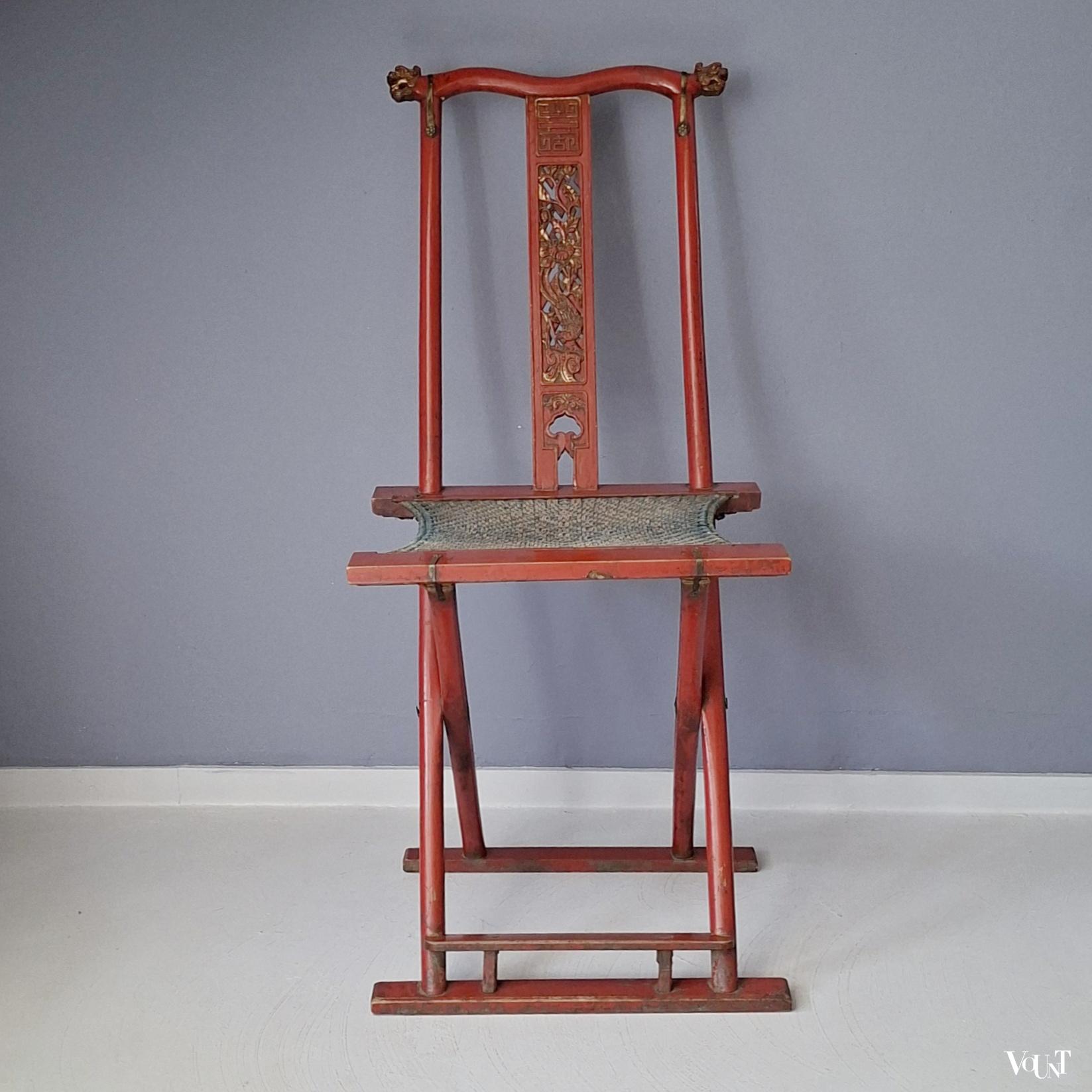 Rode Chinese reisstoel, begin 20e eeuw
