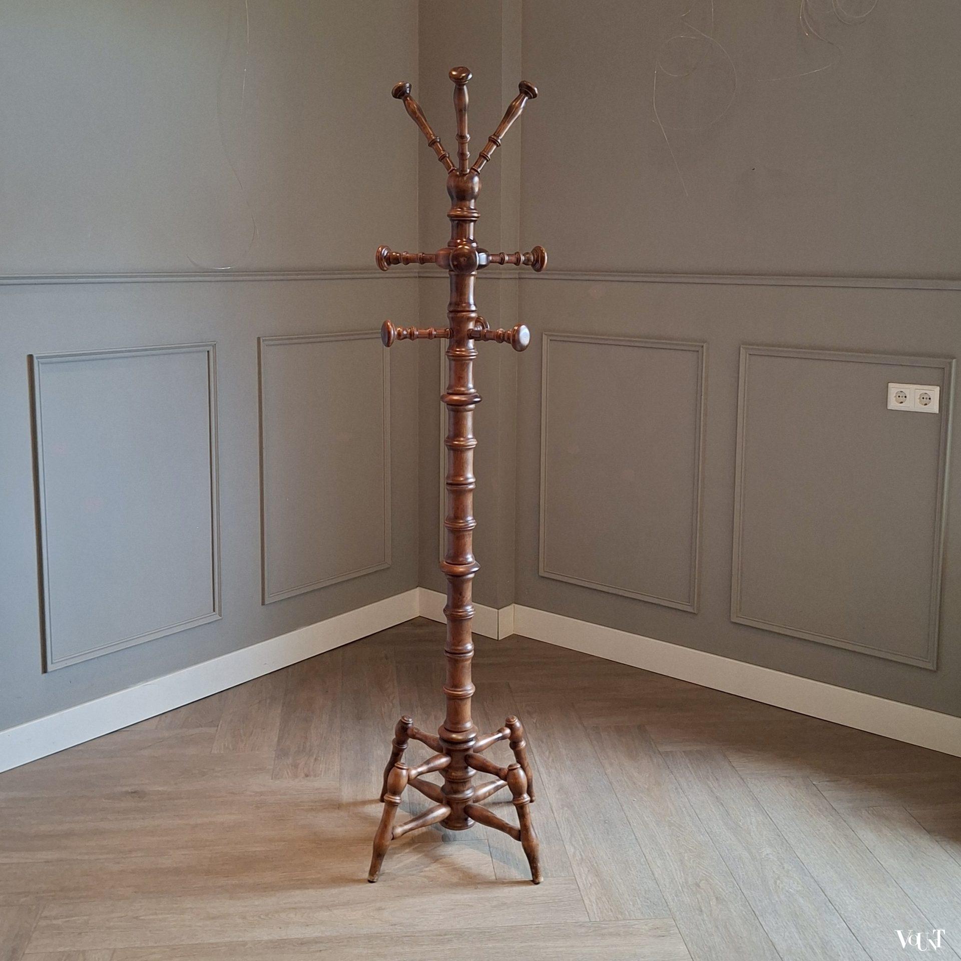 Faux bamboo staande kapstok, jaren '70